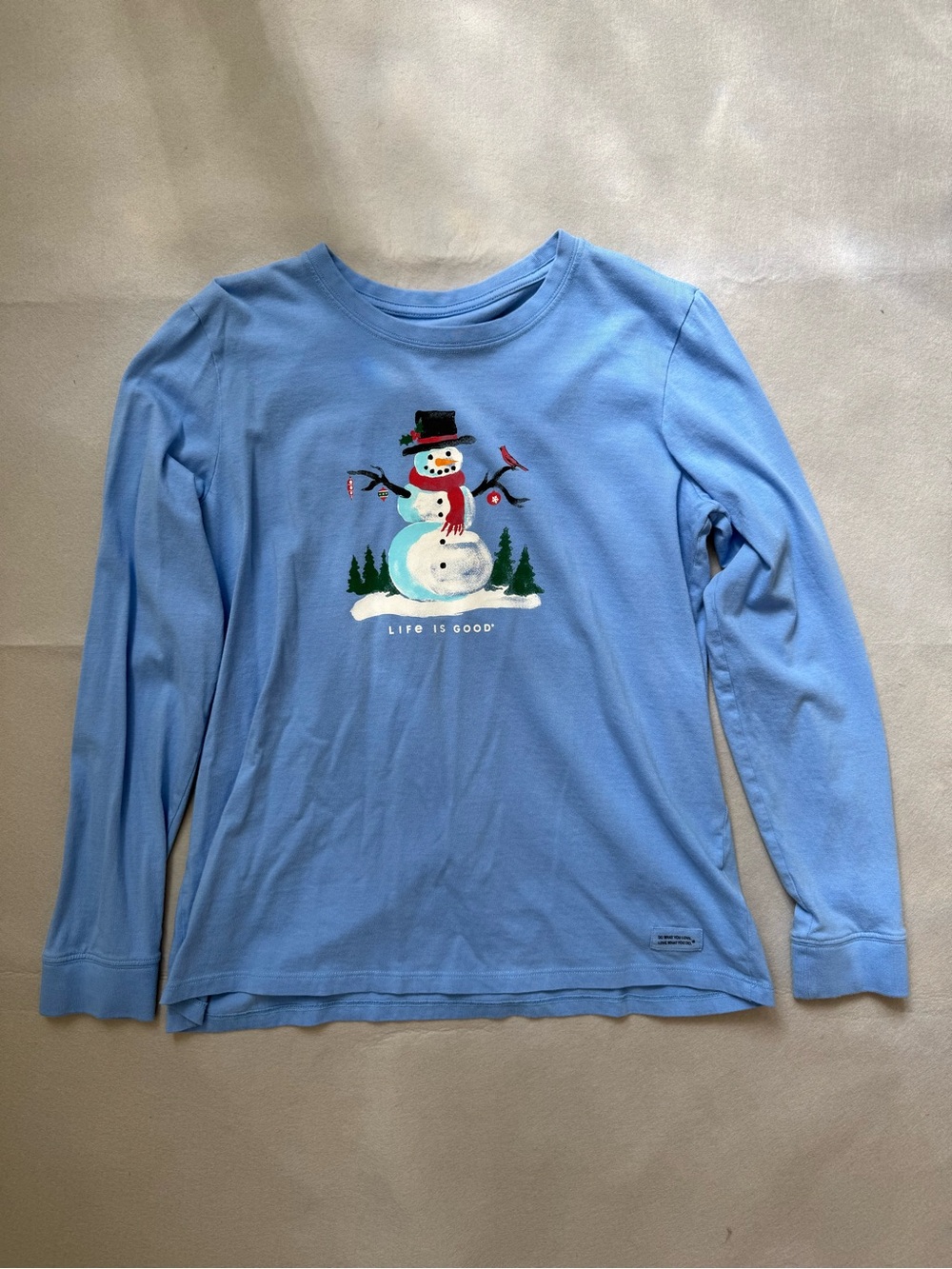Life Is Good Xmas Snowman Women’s Long-Sleeve Crusher Tee - Size L